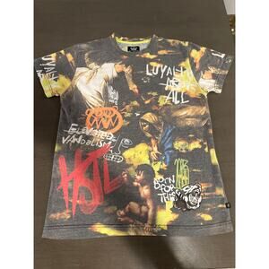 Hustle Gang T-Shirt Medium Mens Loyalty Above All AOP Graphic All Over Print